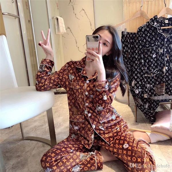 

ins style women's sleepwear with print autumn winter soft home pajamas for women delicate two-pieces nightclothes, Blue;gray