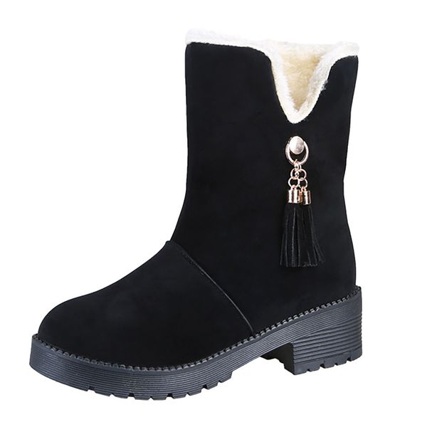 

boots women winter shoes fashion new women casual large size slip-square med heels short boots shoes zapatos mujer booties, Black