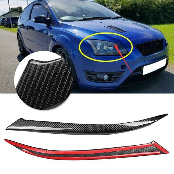 

carbon fiber front headlight eyebrow cover trim for f ord focus 2005-2008