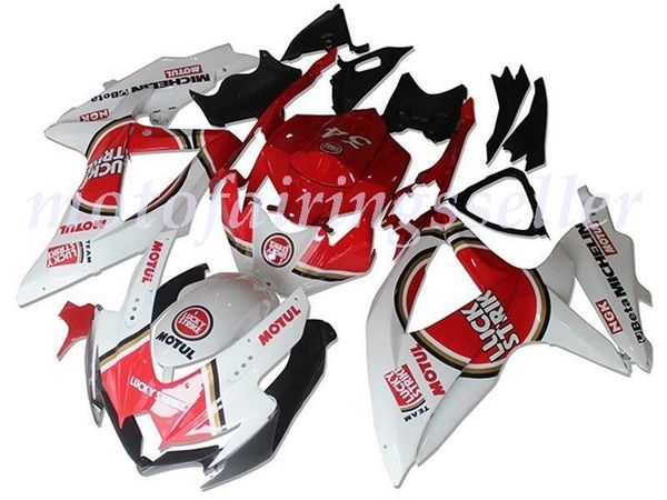 

new abs plastic fairings kit fit for suzuki gsxr600 gsxr750 gsx-r600 r750 k8 2008 2009 2010 injection mold red and white flowers