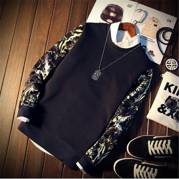 

new fashion floral sweatshirt men casual sweatshirt homens moletom masculino poleron hombre male sweatshirts moleton masculino, Black