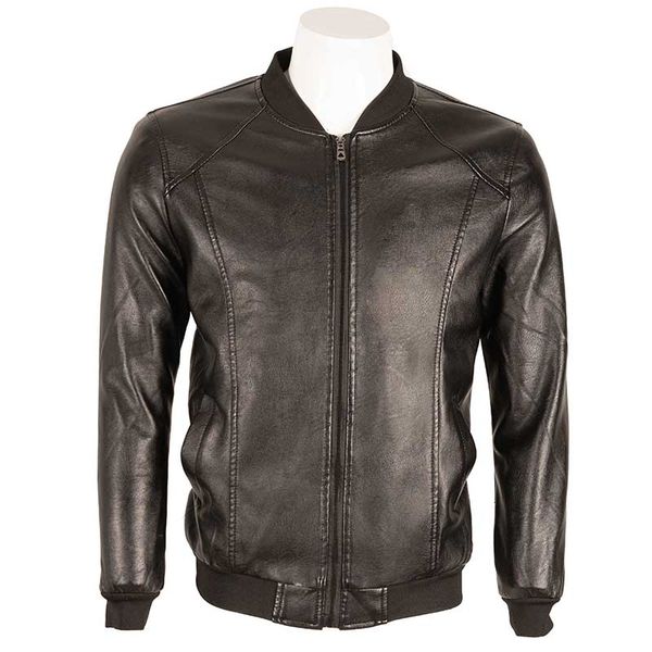 

changniu men leather jackets black full sleeve pocket pure color vintage men outwear mid-aged leather jacket coats pure color