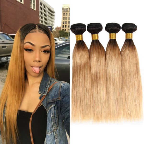 Dressmaker T1b 27 Ombre Peruvian Straight Hair 4 Bundles Ombre