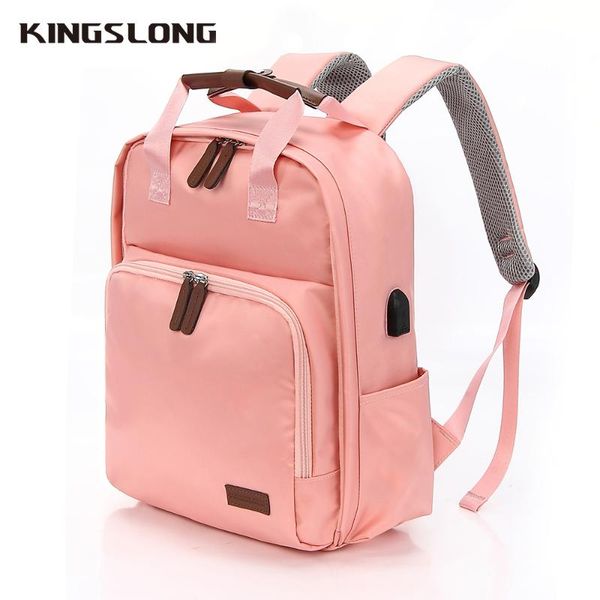 

kingslong casual backpack for women mini teenage 15 inch lapbackpack mochila female usb charge functional bag girls