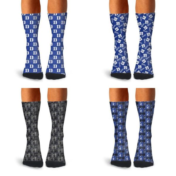 

man duke blue devils basketball blue boot socks cotton fit thin high ankle warm printed gray white lattice baseball university logo gray, Black