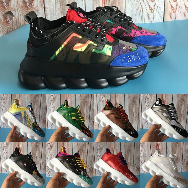 

2020 chain reaction women mens black orange men casual shoes blue lightweight link-embossed sole fashion sport trainers designer sneakers