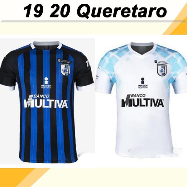 

19 20 queretaro fc soccer jerseys liga mx querétaro home blue away white sanvezzo everaldo marcello samudio britos football shirts uniforms, Black;yellow