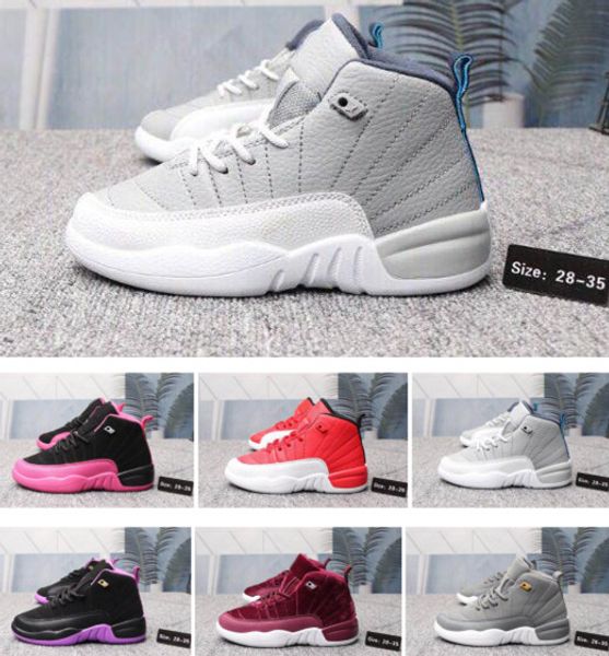 

luxury kids shoes 12 12s designer new blue black white red grey purple basketball shoes sneakers for kids boys girls with box