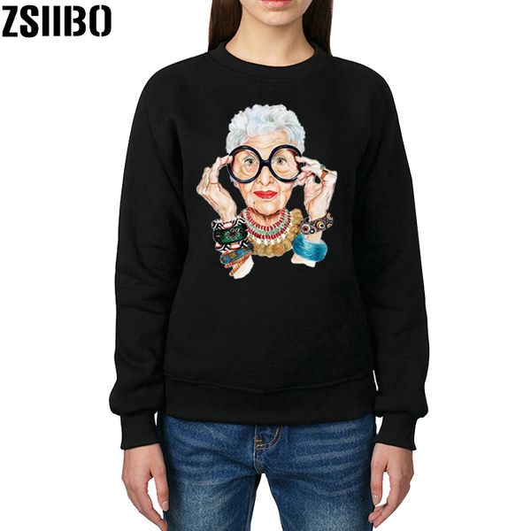 

women print hoodie winter solid color round neck long sleeve velvet warm sweatshirts korean style loose hoodies female coat, Black