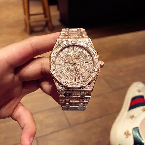 

contemporary new xi tiecheng mechani41mm *10mm designer watches watches watch automatic machinery diamond watches set auger, Slivery;brown