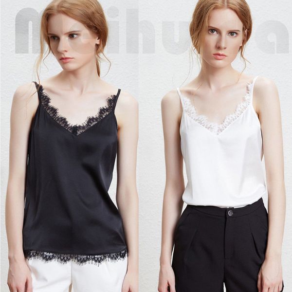 

tank women lace silk casual satin strap solid vest tank camisole, White