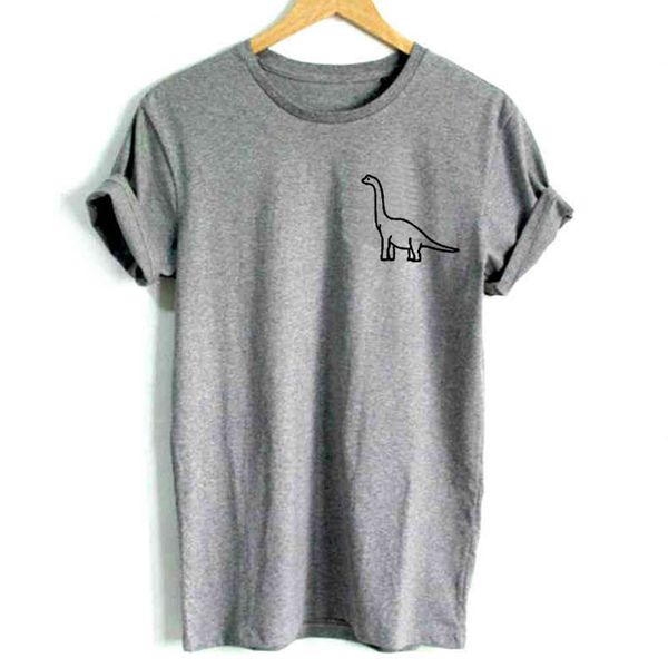 

zsiibo plus size summer new dinosaur pattern printing fun cute t-shirt young women favorite round neck casual, White