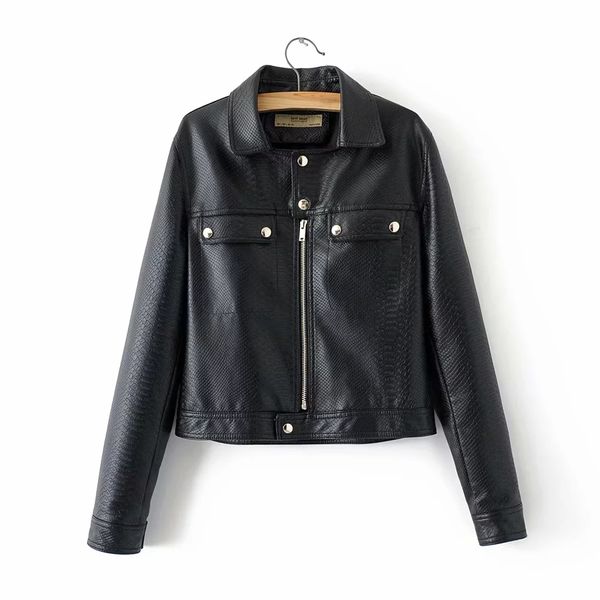 

klacwaya women pu leather jackets kl9826pt, Black