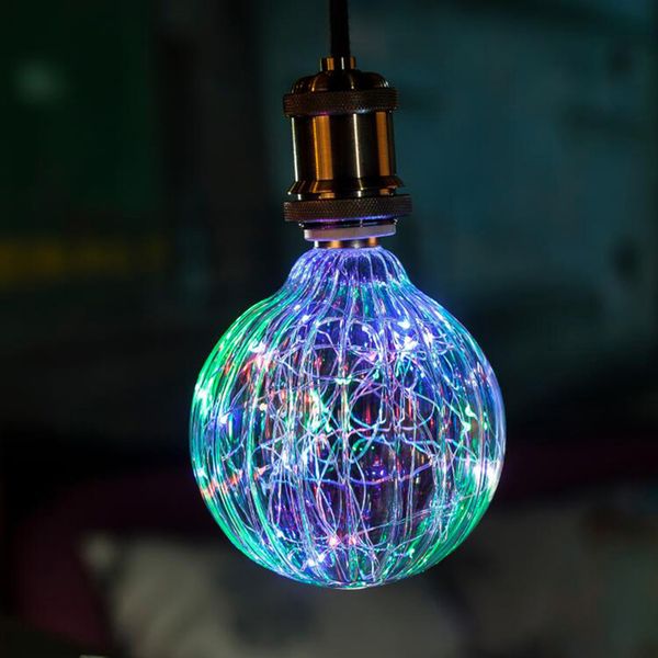 

g125 pumkin rgb 3w творческий edison лампочка vintage украшения светодиодные лампы накаливания медного провода струнный e27 220v заменить ла