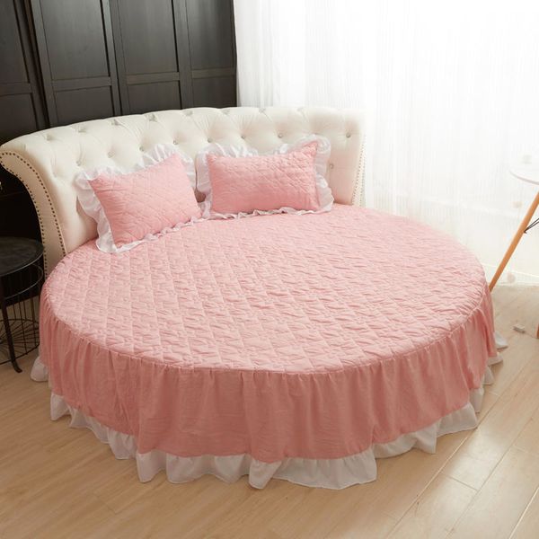 2020 New Hot Korean Style Bed Skirt Round Bed Sheet Solid