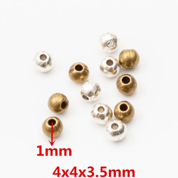

200pcs 4*4*3mm vintage bronze antique silver small round spacer beads ser charms loose beads diy beaded jewelry making, Blue;slivery