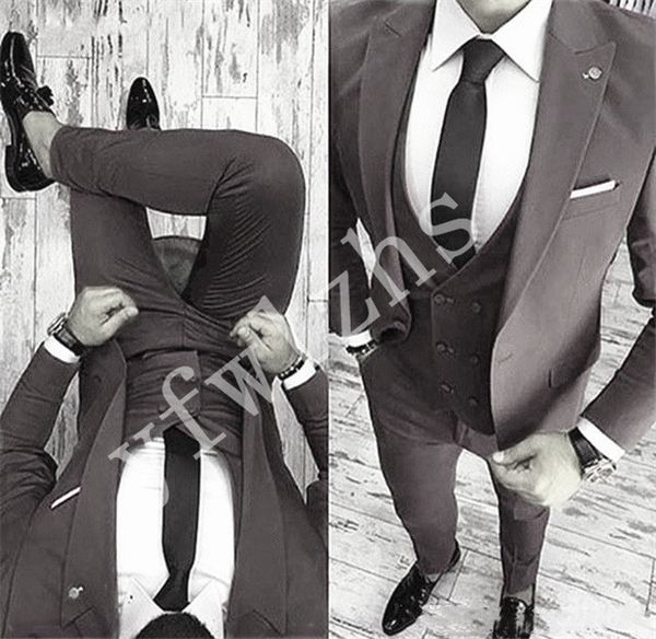 

classic one button handsome groomsmen peak lapel groom tuxedos men suits wedding/prom man blazer ( jacket+pants+vest+tie) w273, Black;gray