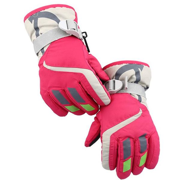 

fashion knitted children warm ski gloves boy girl thickened adjustable skiing strap gloves winter sports waterproof snow mittens wy472q, White