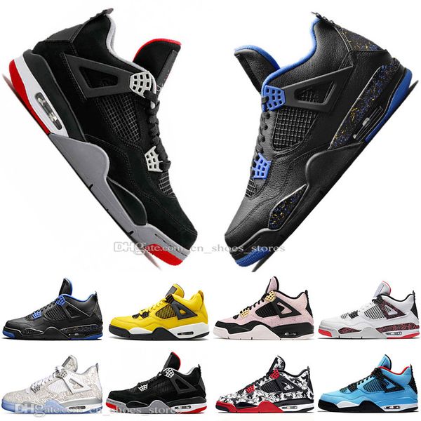 

In Stock 2019 New Bred 4 4s What The Cactus Jack Laser Wings Mens Basketball Shoes Denim Blue Pale Citron Men Sport Designer Sneakers 36-47