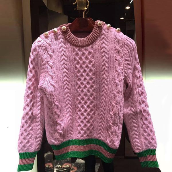 

designer sweaters woman runway pearls pink sweaters and pullovers women winter v neck female knitted jumper 2019 christmas clothing, White;black