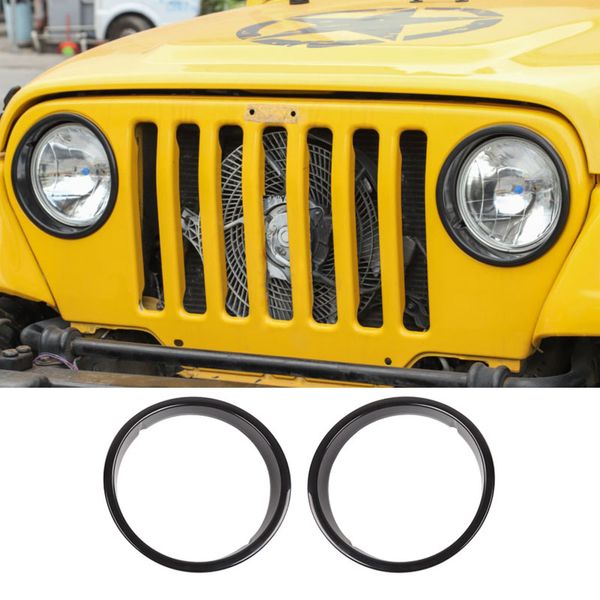 

abs black fornt headlight circle dcoration cover for jeep wrangler tj 1997-2006 auto exterior accessories