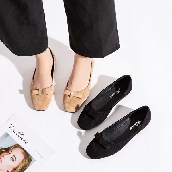 

elegant simple style solid color comfortable flat fashion bow sweet dating essential women's shoes spring and autumn 2020 w33-39, Black