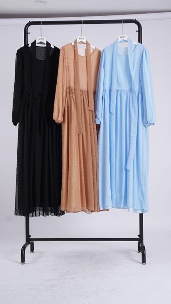 

muslim abaya polka dot open kimono mujer cardigan maxi dress mesh hijab kaftan dubai arabic eid ramadan turkish islamic african, Red