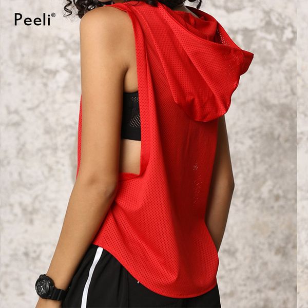 

peeli капюшоном бег рубашки гимнастика йога топы футболки спортивные куртки джерси quick dry женщины tank top фитнес женский спортивная