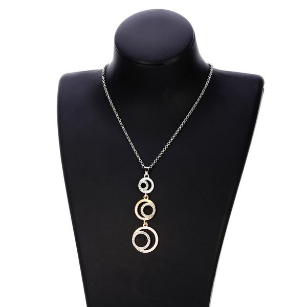 

3 circles pendant necklace for women fashion jewelry silver rose gold color cz crystal necklace statement necklaces & pendants