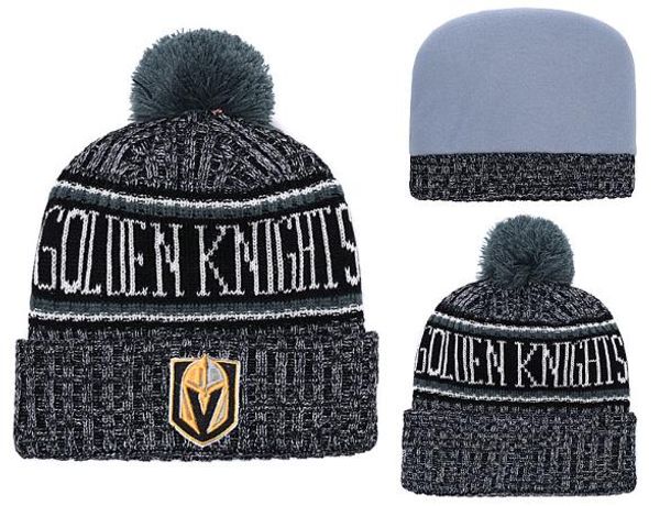 

vegas golden knights ice hockey knit beanies embroidery adjustable hat embroidered snapback caps black gray white stitched hats  10, Black;white