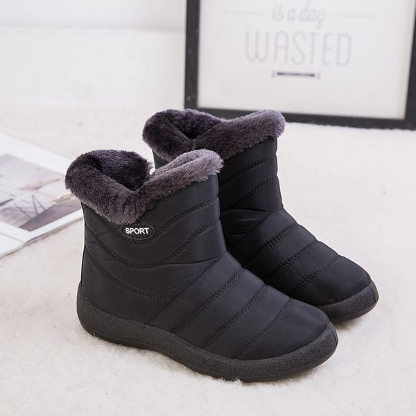 

women boots 2019 winter shoes woman snow boots with fur botas mujer waterproof plus size women shoes winter female booties, Black