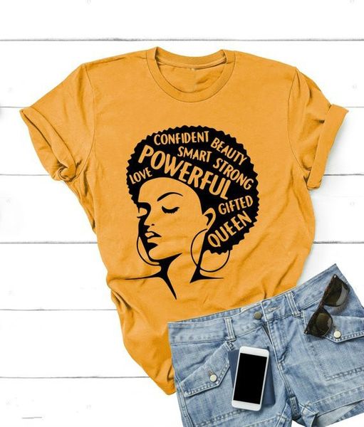 

Afro Lady Shirt Women Feminist Tee Girl Power Tshirt Summer Fashion Short Sleeve T-shirt Inspiring Words Letters Printing Cotton