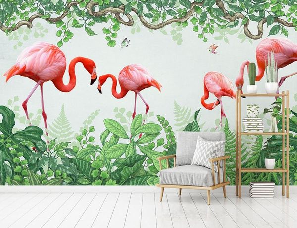 

self-adhesive] 3d flamingo 17337 wall paper mural wall print decal murals