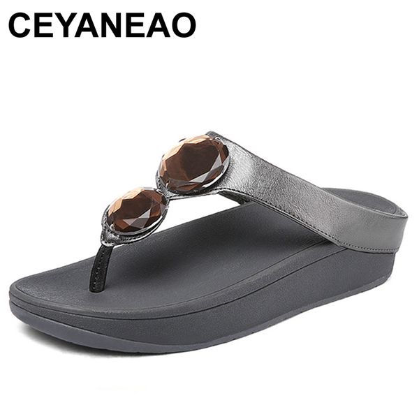 

ceyaneao women's summer non-slip sequined sandals; slippers; home and street flip flops; decorated with shiny flowers cute style, Black