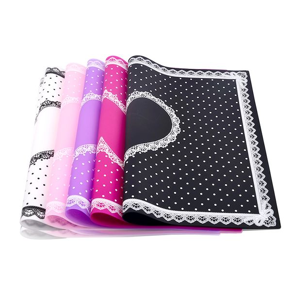 

nail art tips practice silicone table cover mat pad point lace printing coloring polish gel uv washable foldable tools manicure, Silver
