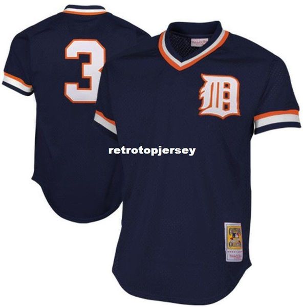 

navy mitchell ness detroit #3 alan trammell batting practice mesh jersey throwbacks mens stitched baseball jerseys, Black;blue