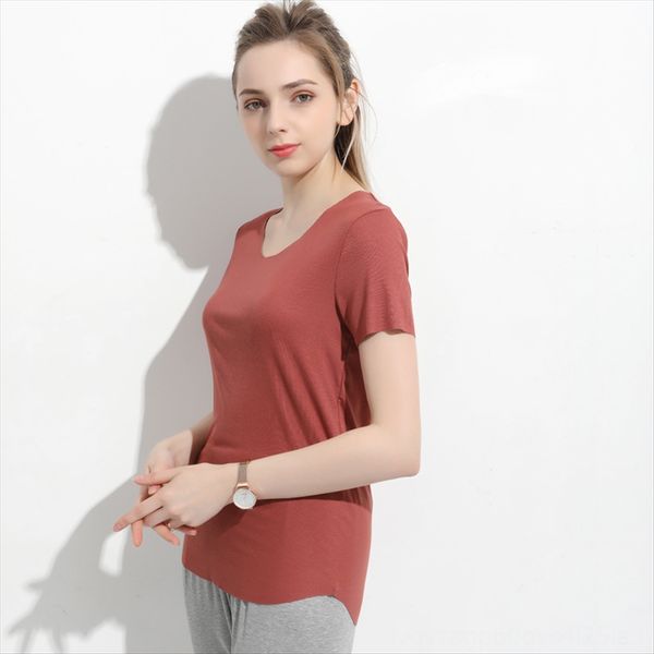 

2020 casual modal short-sleeved threaded slim dress t- shirt 2020 casual modal short-sleeved t-shirt women's threaded slim women's, White