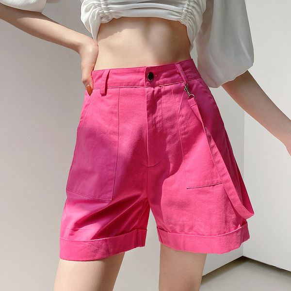 

houzhou cargo shorts women 2020 summer shorts for women red high waist straight slim casual cotton clothes, White;black
