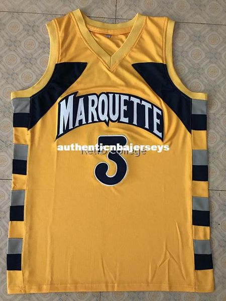 

#3 dwayne wade college marquette golden eagles basketball jersey all size embroidery stitched customize any name and name xs-6xl vest jersey, Black;blue