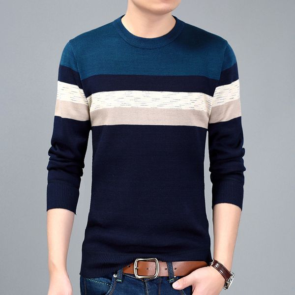 

men brand clothing 2019 autumn autumn winter wool slim fit sweater men casual striped pull jumper, White;black