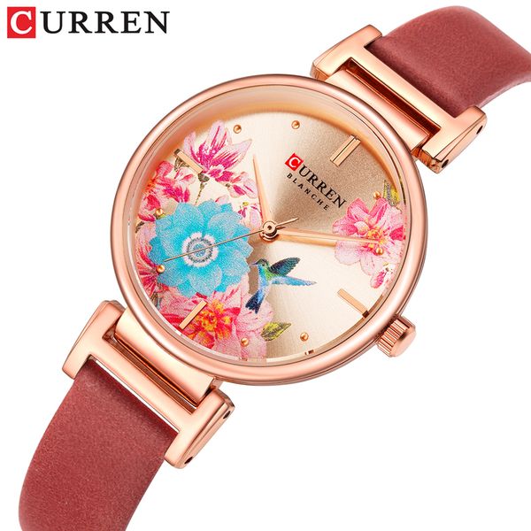 

curren new arrival selling fashion women's watch bohemia ladies watch leather strap quartz, Slivery;brown