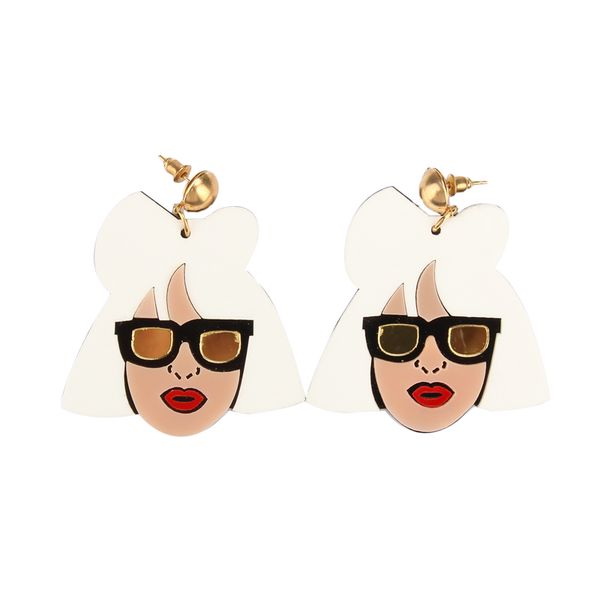 

night club hip hop jewelry women head acrylic earrings, Golden;silver