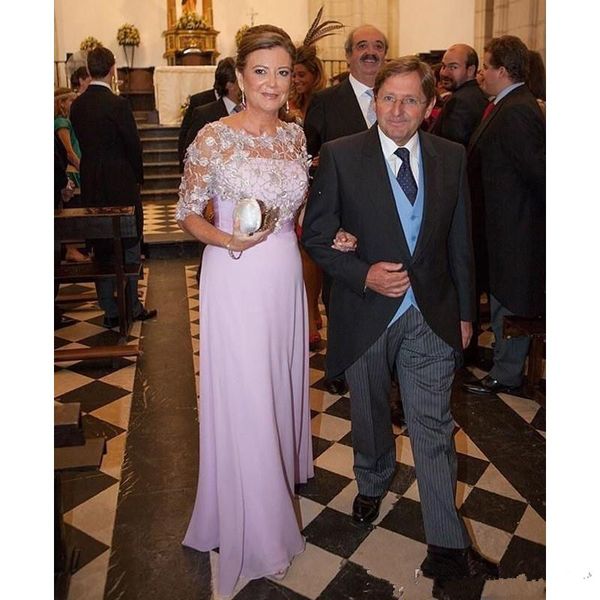 

lace chiffon mother of the bride dress elegant half sleeve long mother dress custom made, Black;red