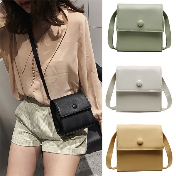 

fashion new pure color women joker crossbody fashion button one-shoulder small square bag for 2019