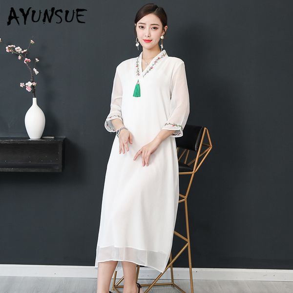 

ayunsue vestidos 2019 summer women dress white elegent vintage party dress beach dress for woman clothes yy034, Black;gray