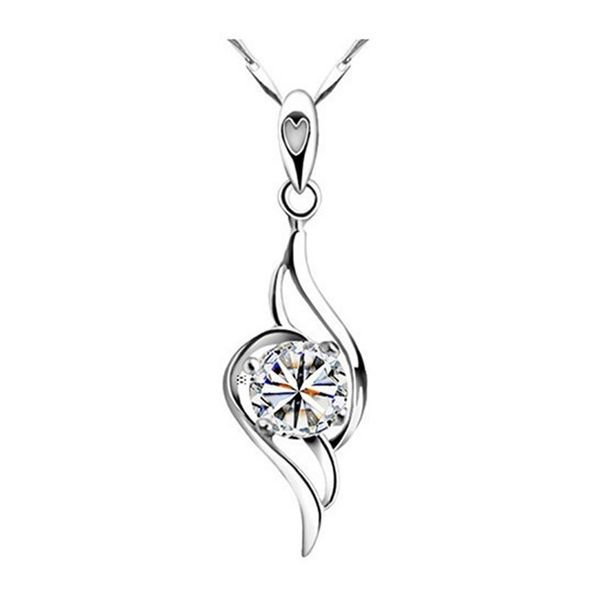 

round brlliant women white purple color crystal pendant with 45cm chain, Silver
