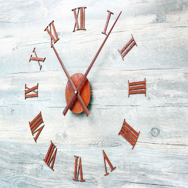 

3d настенные часы старинные старые ржавчины металлическая текстура часы стикер творческая мода ностальгический римская цифра настенные часы