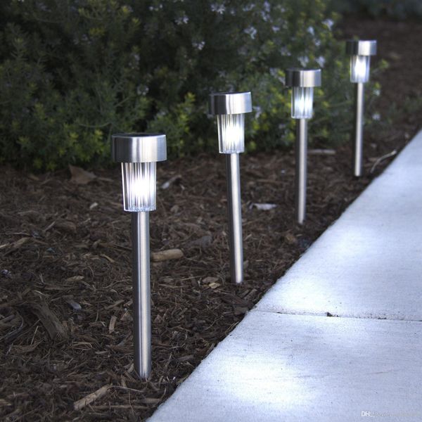 

24 white color solar power stainless steel led lights pathway landscape garden