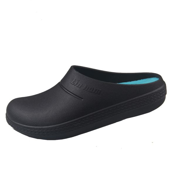 

2019 new men's chef kitchen working slippers garden shoes summer breathable mules clogs men anti slip shoes sandals, Black