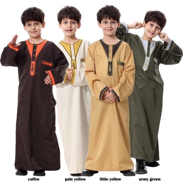 

jilbab moslem robe loose style middle east dubai arab muslim kid's wear abaya islamic children clothing embroidery jubba, Red